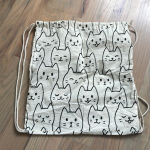 Drawstring Cat Print Bag